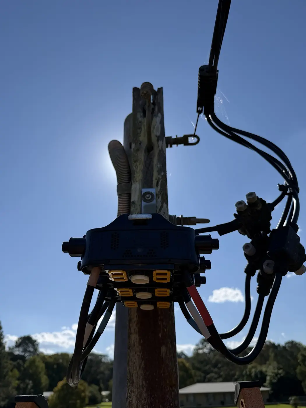 New service fuses installed on a private power pole