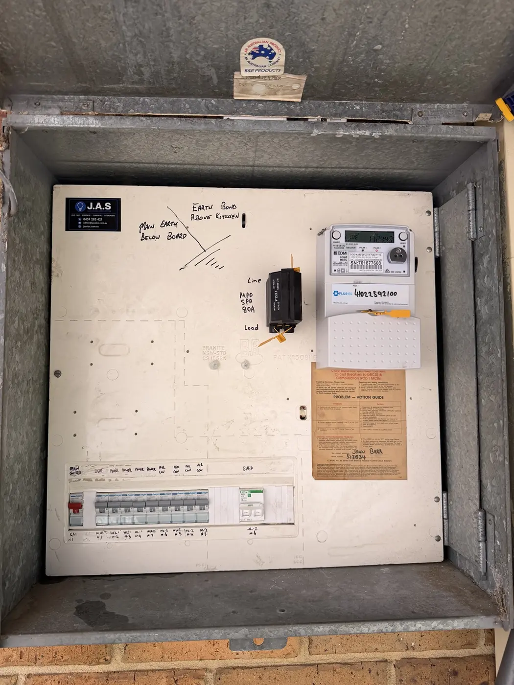Residential meter box upgraded with safety switches